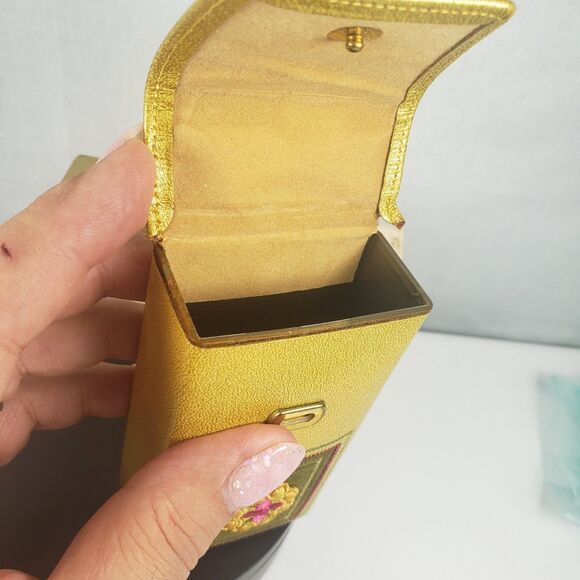 Vintage 1950's Princess Gardner Embroidered Metallic Gold Leather Cigarette Case - Picture 11 of 16